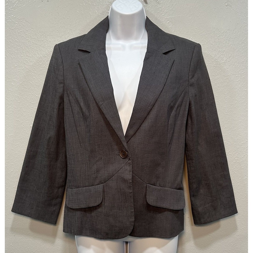 To The Max Blazer Womens Medium Gray Lining 3/4 Sleeves Single Breast Button